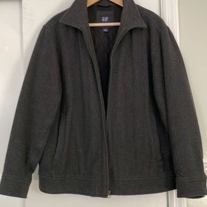 Mens XXL Gap Wool Zip Jacket Charcoal Gray Lined